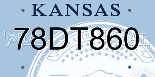 78DT860 Kansas License Plate