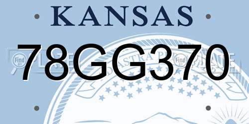 78GG370 Kansas License Plate