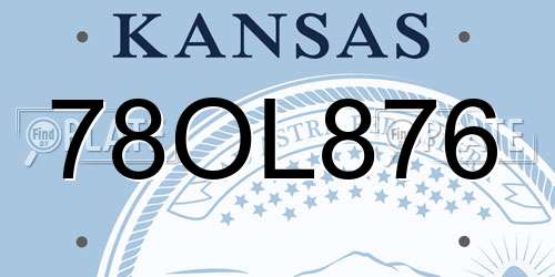 78OL876 Kansas License Plate