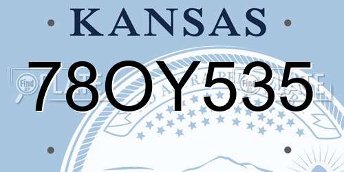 78OY535 Kansas License Plate