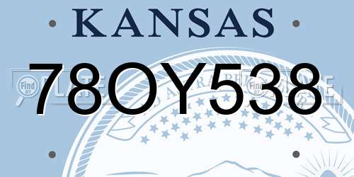 78OY538 Kansas License Plate