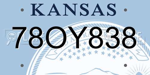 78OY838 Kansas License Plate