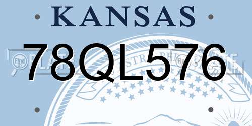 78QL576 Kansas License Plate