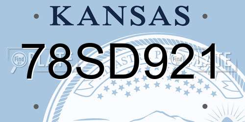 78SD921 Kansas License Plate