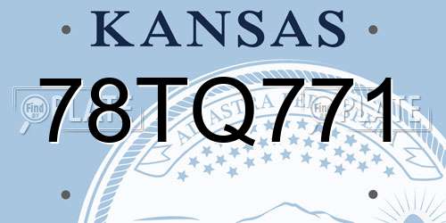 78TQ771 Kansas License Plate