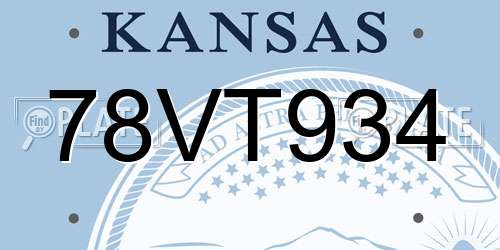 78VT934 Kansas License Plate
