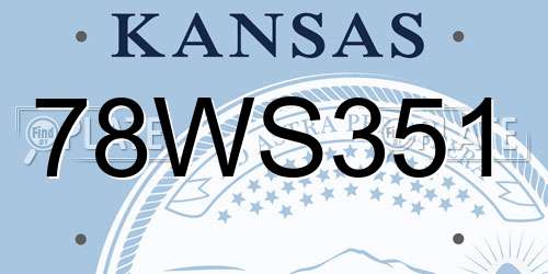 78WS351 Kansas License Plate
