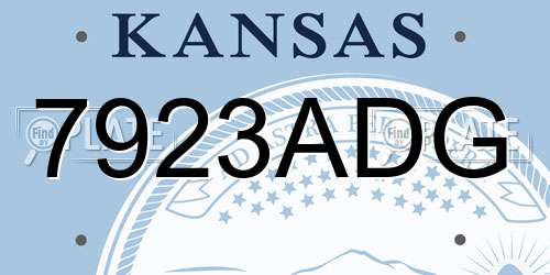 7923ADG Kansas License Plate