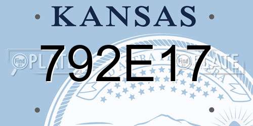792E17 Kansas License Plate