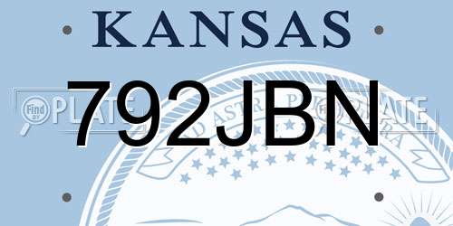 792JBN Kansas License Plate