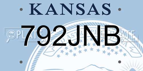 792JNB Kansas License Plate
