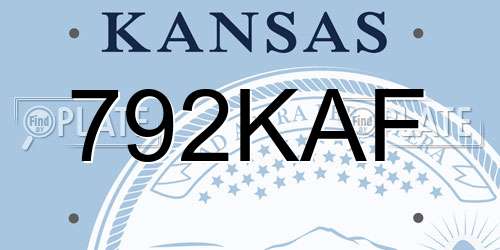 792KAF Kansas License Plate