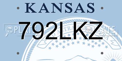 792LKZ Kansas License Plate
