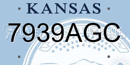 7939AGC Kansas License Plate