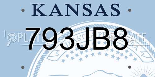 793JB8 Kansas License Plate