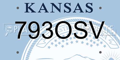 793OSV Kansas License Plate