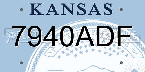 7940ADF Kansas License Plate