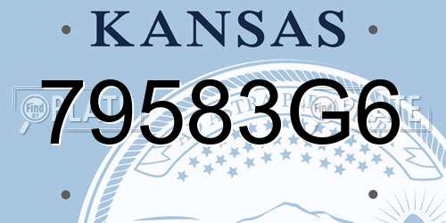79583G6 Kansas License Plate