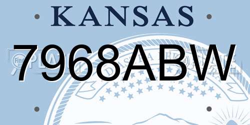 7968ABW Kansas License Plate