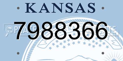 7988366 Kansas License Plate