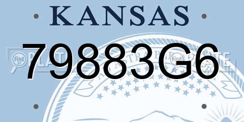 79883G6 Kansas License Plate