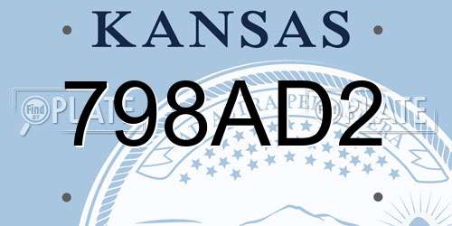 798AD2 Kansas License Plate