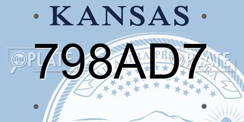 798AD7 Kansas License Plate