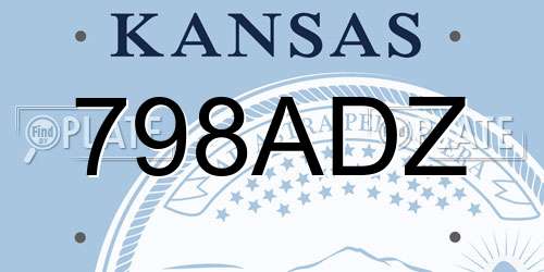 798ADZ Kansas License Plate