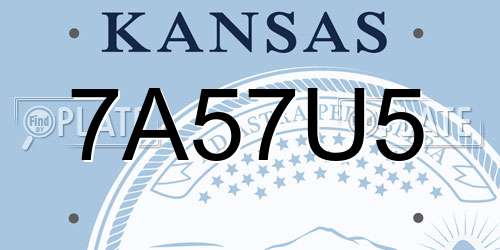 7A57U5 Kansas License Plate