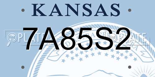 7A85S2 Kansas License Plate