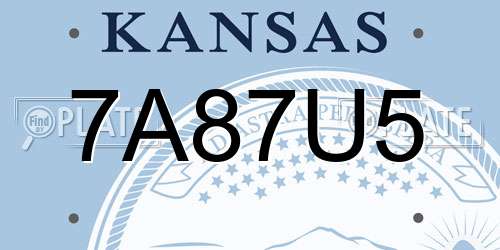 7A87U5 Kansas License Plate