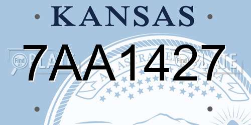 7AA1427 Kansas License Plate