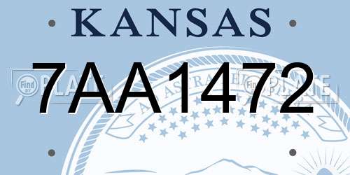 7AA1472 Kansas License Plate