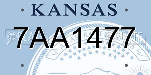 7AA1477 Kansas License Plate