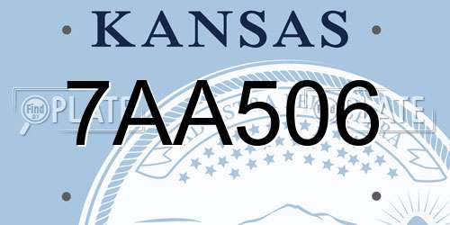 7AA506 Kansas License Plate