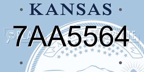 7AA5564 Kansas License Plate