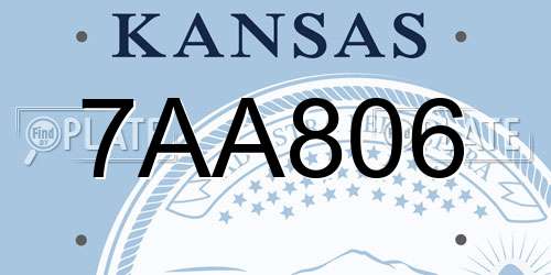 7AA806 Kansas License Plate