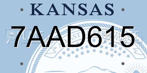 7AAD615 Kansas License Plate
