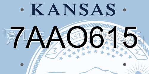 7AAO615 Kansas License Plate
