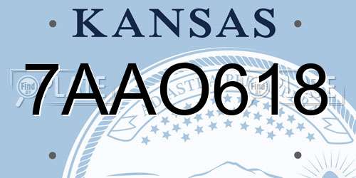 7AAO618 Kansas License Plate