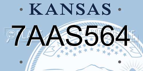 7AAS564 Kansas License Plate