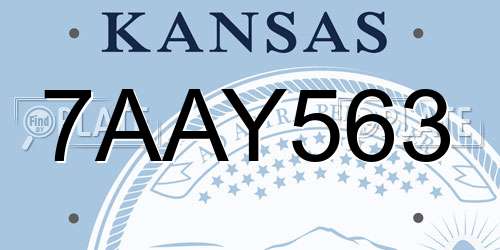 7AAY563 Kansas License Plate