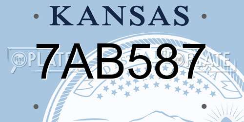 7AB587 Kansas License Plate