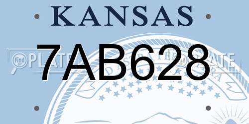 7AB628 Kansas License Plate