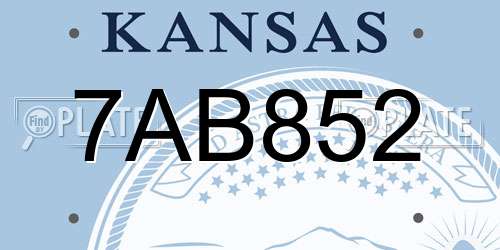7AB852 Kansas License Plate
