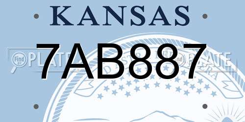 7AB887 Kansas License Plate