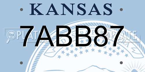 7ABB87 Kansas License Plate