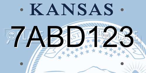 7ABD123 Kansas License Plate