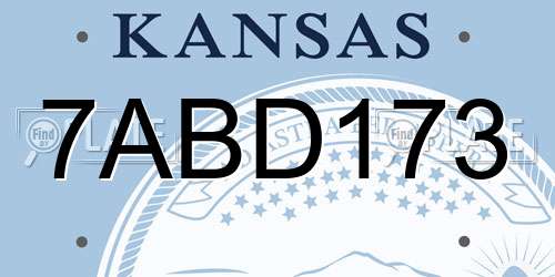 7ABD173 Kansas License Plate