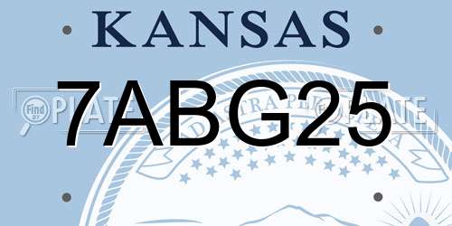 7ABG25 Kansas License Plate